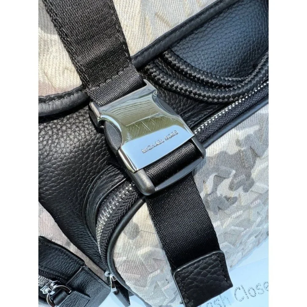 Michael Kors Backpack Cooper Logo Denim Backpack Utility Rucksack Black - Picture 9 of 12